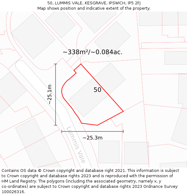 50, LUMMIS VALE, KESGRAVE, IPSWICH, IP5 2FJ: Plot and title map