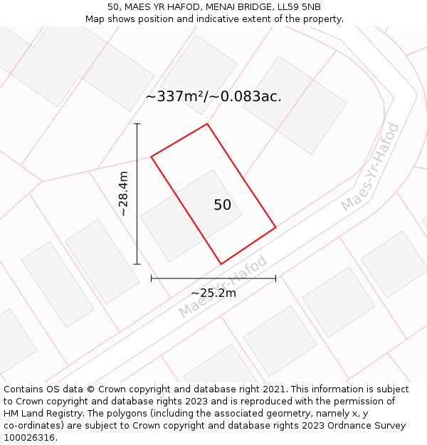 50, MAES YR HAFOD, MENAI BRIDGE, LL59 5NB: Plot and title map