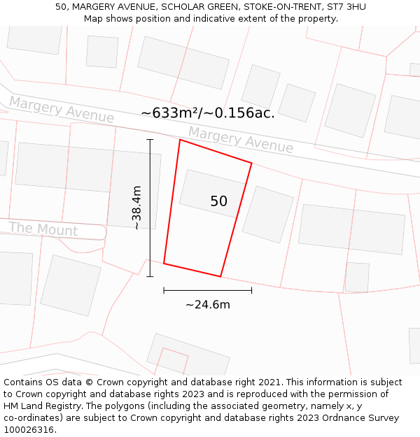 50, MARGERY AVENUE, SCHOLAR GREEN, STOKE-ON-TRENT, ST7 3HU: Plot and title map