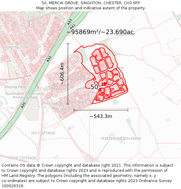 50, MERCIA GROVE, SAIGHTON, CHESTER, CH3 6FP: Plot and title map