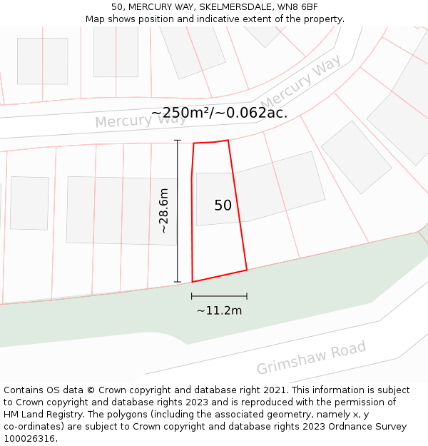 50, MERCURY WAY, SKELMERSDALE, WN8 6BF: Plot and title map