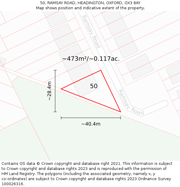 50, RAMSAY ROAD, HEADINGTON, OXFORD, OX3 8AY: Plot and title map