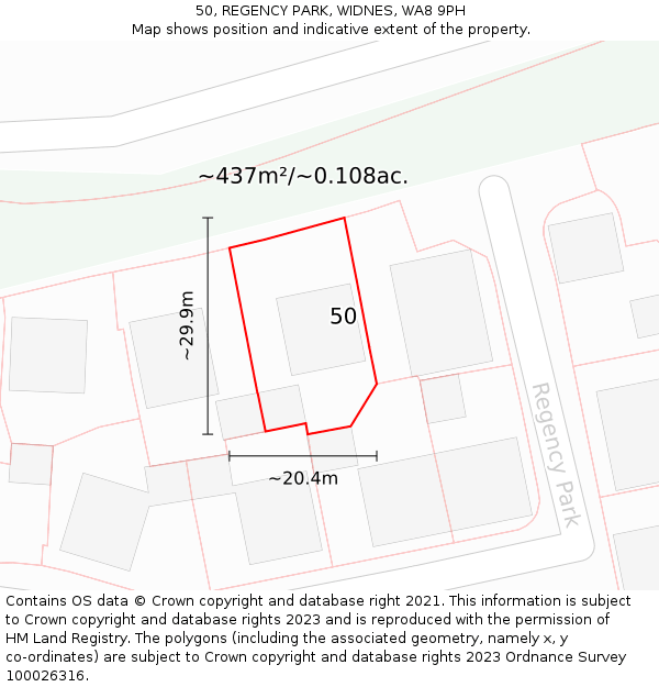 50, REGENCY PARK, WIDNES, WA8 9PH: Plot and title map