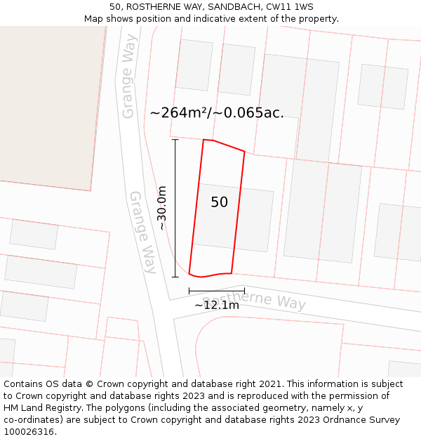 50, ROSTHERNE WAY, SANDBACH, CW11 1WS: Plot and title map