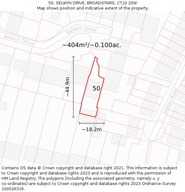 50, SELWYN DRIVE, BROADSTAIRS, CT10 2SW: Plot and title map