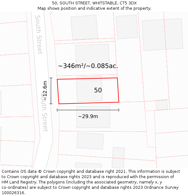 50, SOUTH STREET, WHITSTABLE, CT5 3DX: Plot and title map