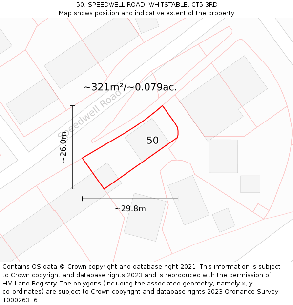 50, SPEEDWELL ROAD, WHITSTABLE, CT5 3RD: Plot and title map