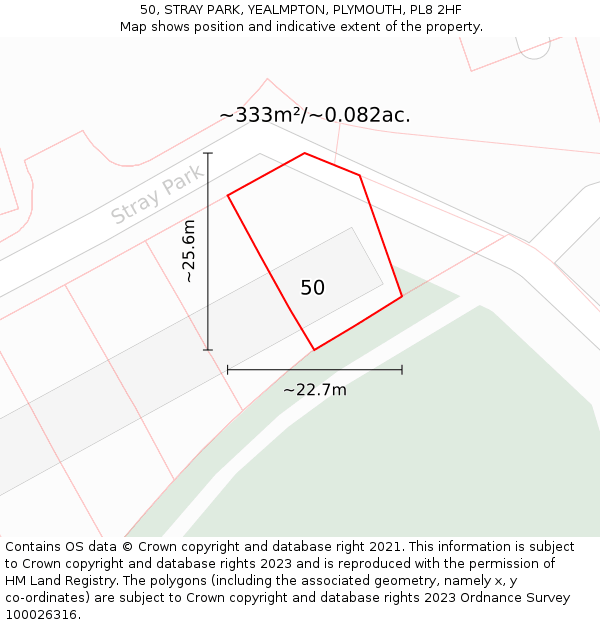 50, STRAY PARK, YEALMPTON, PLYMOUTH, PL8 2HF: Plot and title map