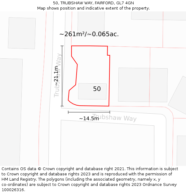 50, TRUBSHAW WAY, FAIRFORD, GL7 4GN: Plot and title map