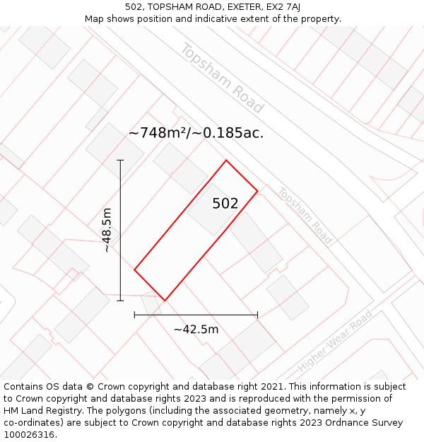 502, TOPSHAM ROAD, EXETER, EX2 7AJ: Plot and title map