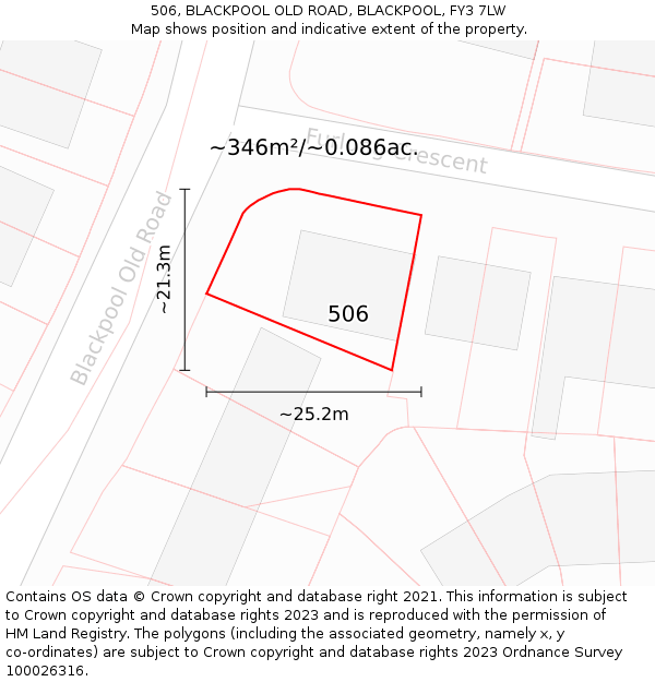 506, BLACKPOOL OLD ROAD, BLACKPOOL, FY3 7LW: Plot and title map