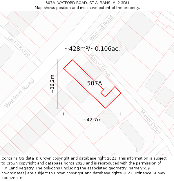 507A, WATFORD ROAD, ST ALBANS, AL2 3DU: Plot and title map