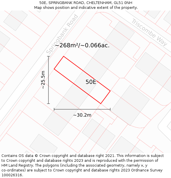 50E, SPRINGBANK ROAD, CHELTENHAM, GL51 0NH: Plot and title map