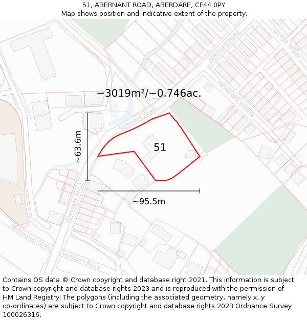 51, ABERNANT ROAD, ABERDARE, CF44 0PY: Plot and title map