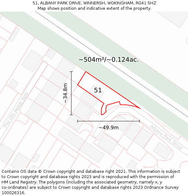 51, ALBANY PARK DRIVE, WINNERSH, WOKINGHAM, RG41 5HZ: Plot and title map