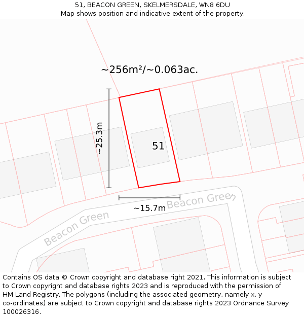 51, BEACON GREEN, SKELMERSDALE, WN8 6DU: Plot and title map