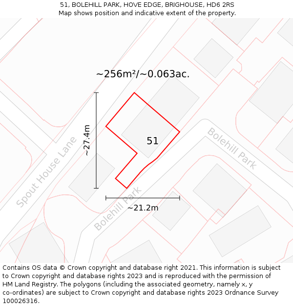 51, BOLEHILL PARK, HOVE EDGE, BRIGHOUSE, HD6 2RS: Plot and title map