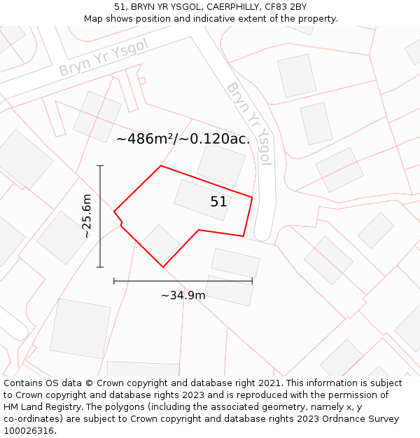 51, BRYN YR YSGOL, CAERPHILLY, CF83 2BY: Plot and title map