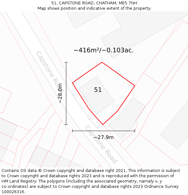 51, CAPSTONE ROAD, CHATHAM, ME5 7NH: Plot and title map