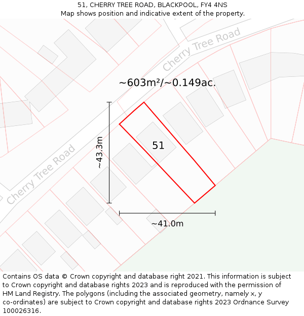 51, CHERRY TREE ROAD, BLACKPOOL, FY4 4NS: Plot and title map