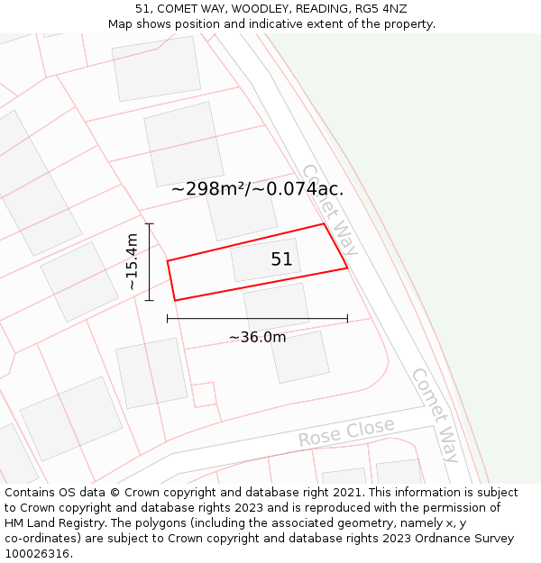 51, COMET WAY, WOODLEY, READING, RG5 4NZ: Plot and title map