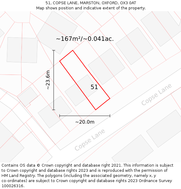 51, COPSE LANE, MARSTON, OXFORD, OX3 0AT: Plot and title map