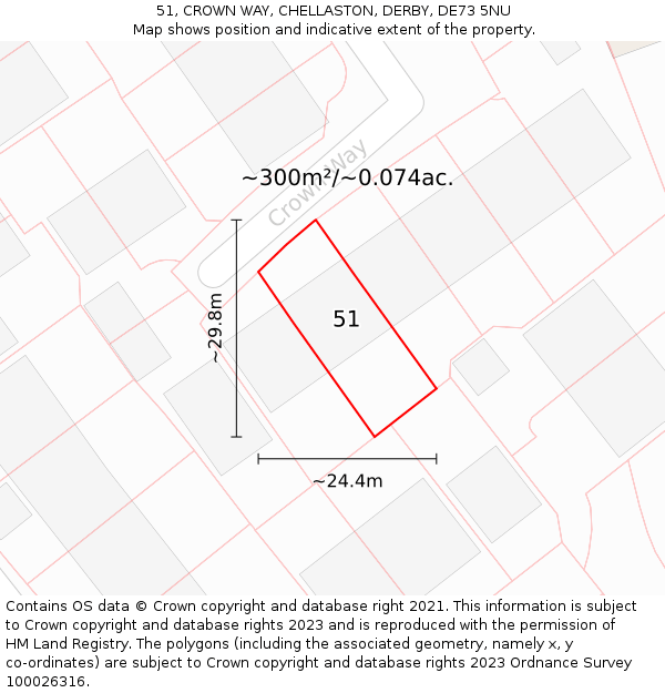 51, CROWN WAY, CHELLASTON, DERBY, DE73 5NU: Plot and title map