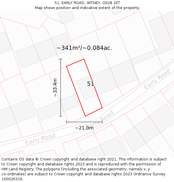 51, EARLY ROAD, WITNEY, OX28 1ET: Plot and title map