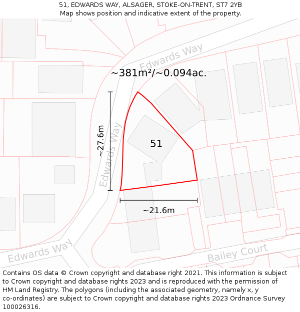 51, EDWARDS WAY, ALSAGER, STOKE-ON-TRENT, ST7 2YB: Plot and title map