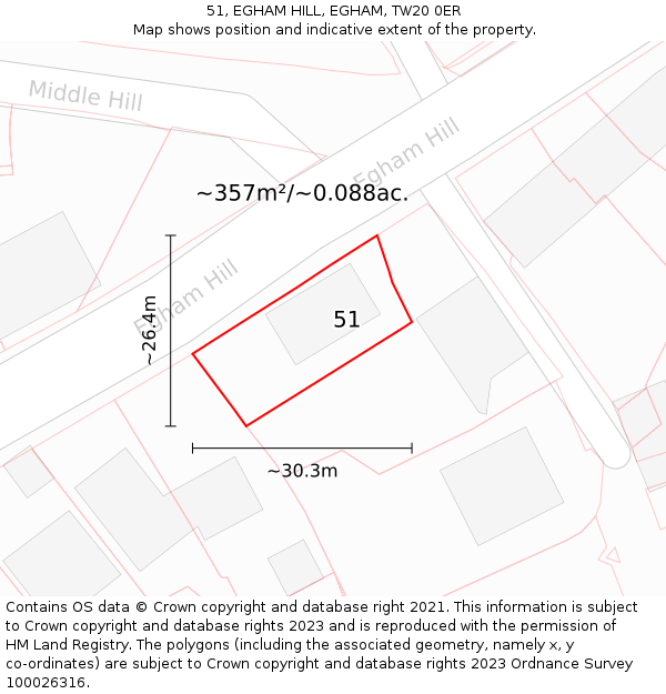 51, EGHAM HILL, EGHAM, TW20 0ER: Plot and title map