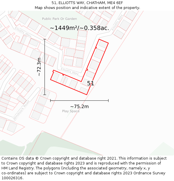 51, ELLIOTTS WAY, CHATHAM, ME4 6EF: Plot and title map