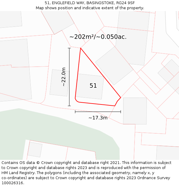 51, ENGLEFIELD WAY, BASINGSTOKE, RG24 9SF: Plot and title map