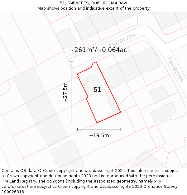 51, FAIRACRES, RUISLIP, HA4 8AW: Plot and title map