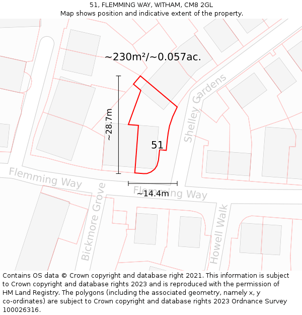 51, FLEMMING WAY, WITHAM, CM8 2GL: Plot and title map