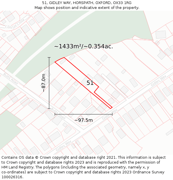 51, GIDLEY WAY, HORSPATH, OXFORD, OX33 1RG: Plot and title map