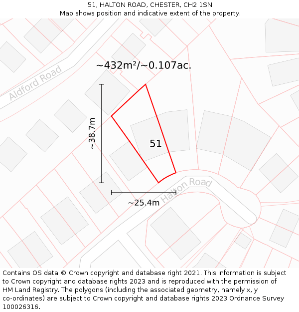 51, HALTON ROAD, CHESTER, CH2 1SN: Plot and title map