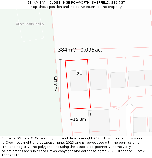 51, IVY BANK CLOSE, INGBIRCHWORTH, SHEFFIELD, S36 7GT: Plot and title map