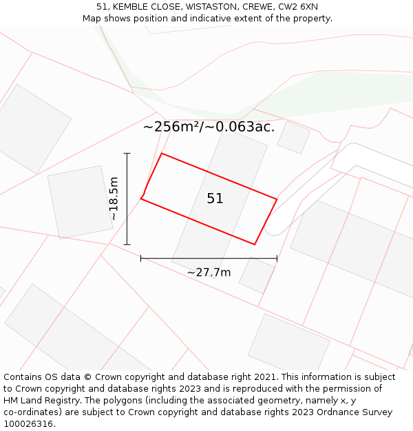 51, KEMBLE CLOSE, WISTASTON, CREWE, CW2 6XN: Plot and title map