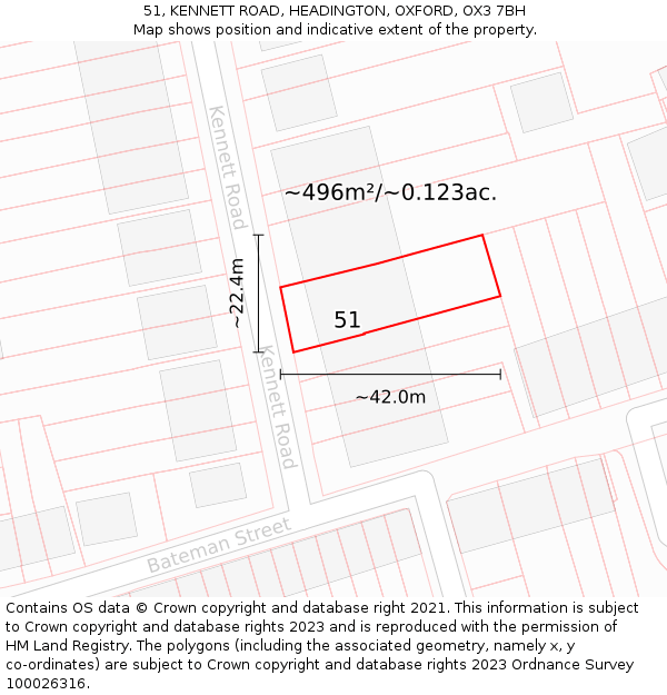 51, KENNETT ROAD, HEADINGTON, OXFORD, OX3 7BH: Plot and title map