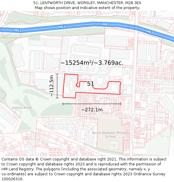 51, LENTWORTH DRIVE, WORSLEY, MANCHESTER, M28 3EX: Plot and title map