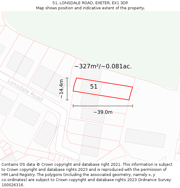 51, LONSDALE ROAD, EXETER, EX1 3DP: Plot and title map