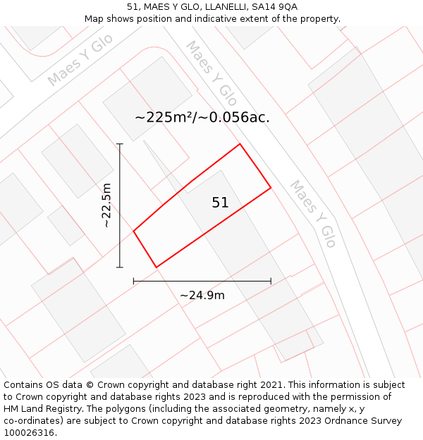 51, MAES Y GLO, LLANELLI, SA14 9QA: Plot and title map