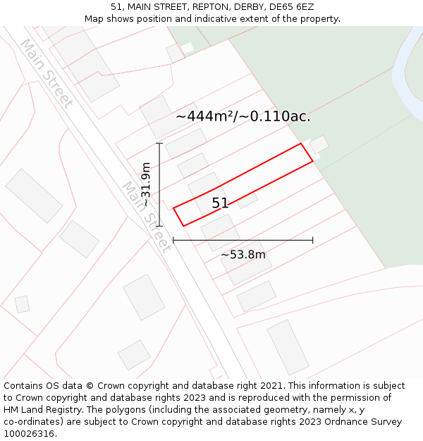 51, MAIN STREET, REPTON, DERBY, DE65 6EZ: Plot and title map