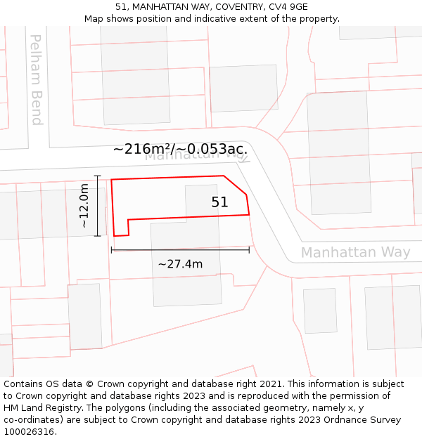 51, MANHATTAN WAY, COVENTRY, CV4 9GE: Plot and title map