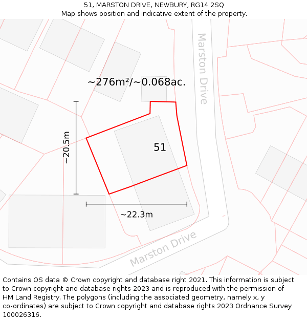 51, MARSTON DRIVE, NEWBURY, RG14 2SQ: Plot and title map