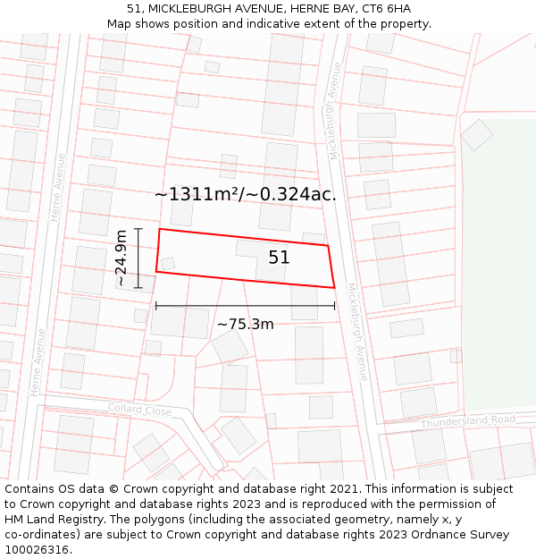 51, MICKLEBURGH AVENUE, HERNE BAY, CT6 6HA: Plot and title map