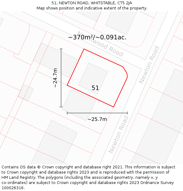 51, NEWTON ROAD, WHITSTABLE, CT5 2JA: Plot and title map