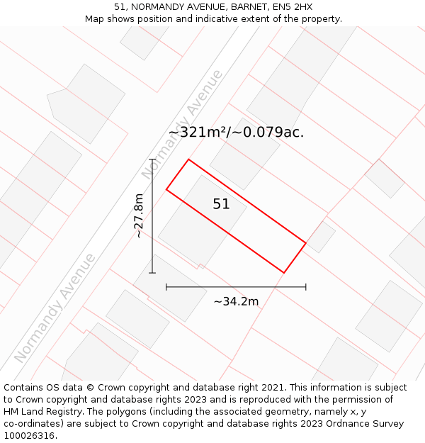 51, NORMANDY AVENUE, BARNET, EN5 2HX: Plot and title map