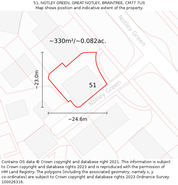 51, NOTLEY GREEN, GREAT NOTLEY, BRAINTREE, CM77 7US: Plot and title map