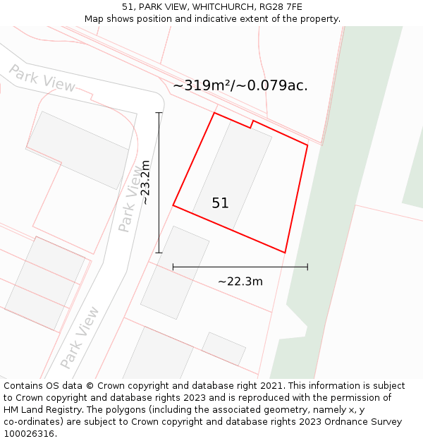 51, PARK VIEW, WHITCHURCH, RG28 7FE: Plot and title map